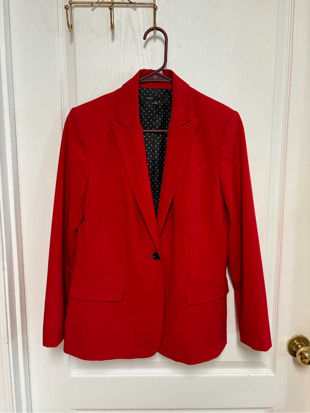 Chaus Bright Red Single-Button Blazer with Notched Lapel size 6